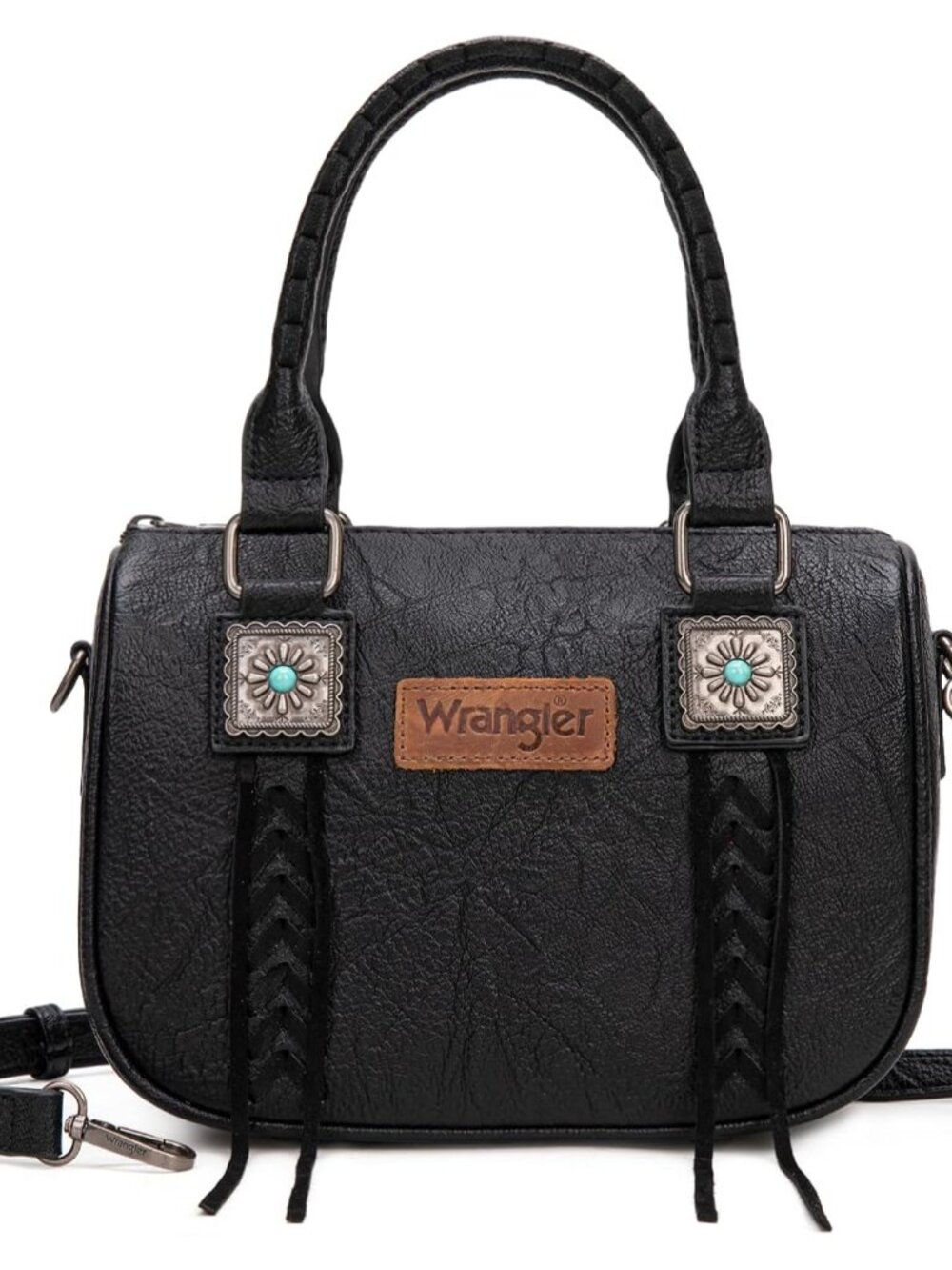 Wrangler Satchel Bag Fringe Crossbody Purse Top Handle Shoulder Bag with Detacha